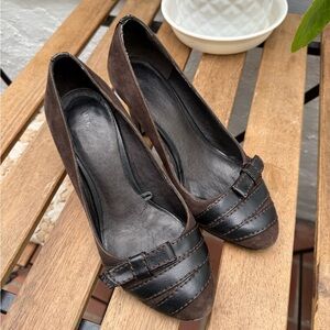 Mango MNG Brown Leather High Heels US6